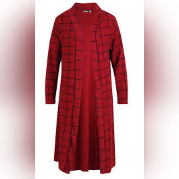 Boohoo " Berry" Windowpane Check Duster Sz 16 - Picture 3 of 4